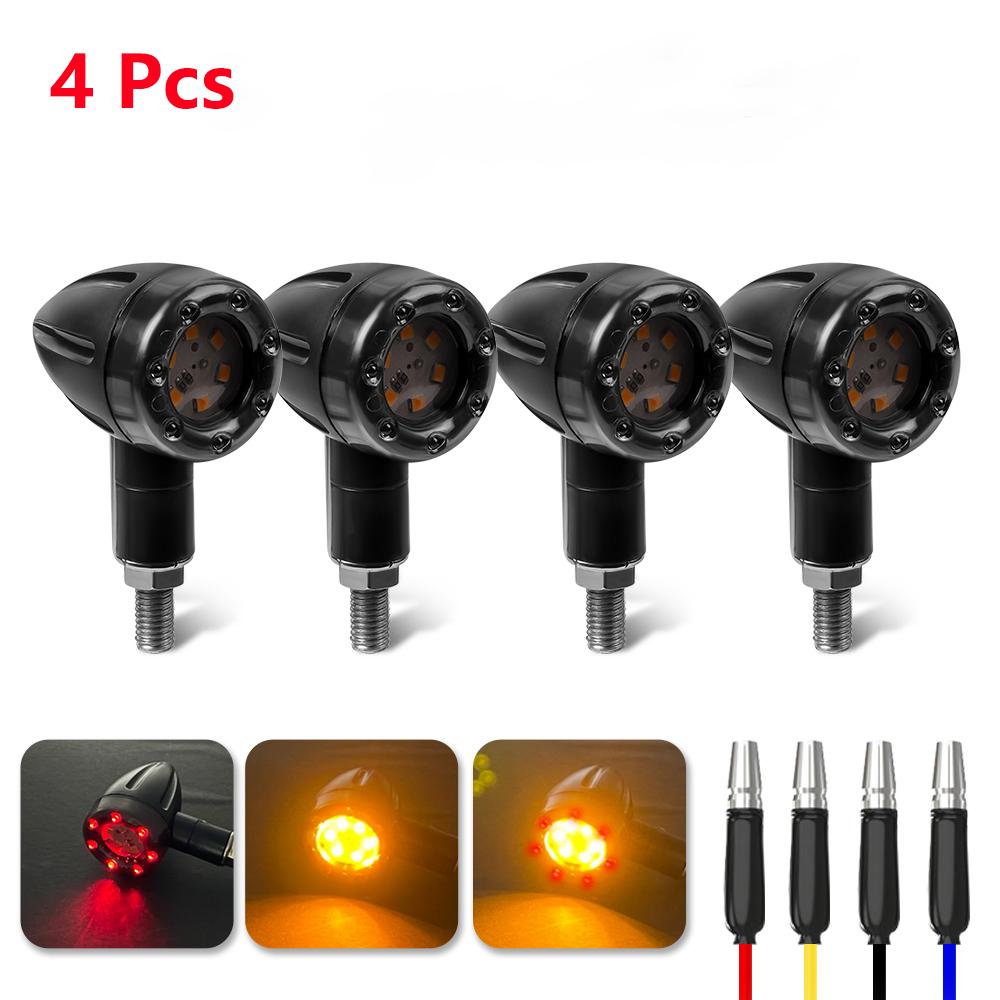 Motorcycle LED Turn Signal Light Mini Bullet Moto Indicators Stop Light Led Amber Warning Lamp Blinker Light 12V for Harley Honda Suzuki Kawasaki