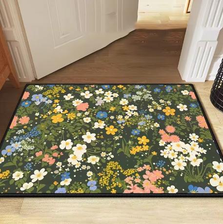 Spring Flower Butterfly Theme Door Mat HD Exquisite Butterfly and Daisy Printed Welcome Door Mat Home Decoration