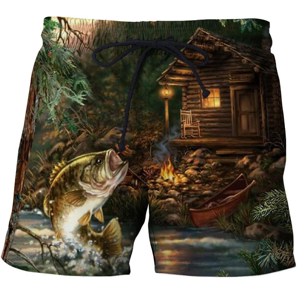 Men's 3D Big Eyed Shark Print Shorts Casual Beach Shorts
