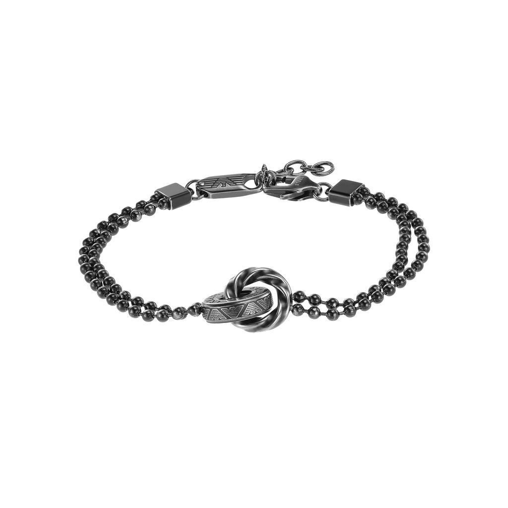Emporio Armani Браслет из нержавеющей стали с двойным кольцом и бусинами, винтажный стиль, серебристый, мужской, лимитированная серия Qixi EGS3028040