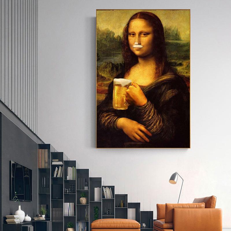 Модульный минимализм в скандинавском стиле Мона Лиза пивной постер настенное искусство печать на холсте картины для гостиной современный домашний декор