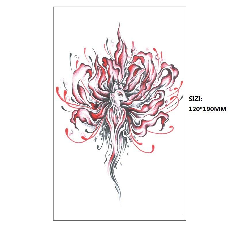 Девятихвостая лиса с другой стороны, цветок, цвет, вода, переводная имитация татуировки, рука, половина руки, татуировка, наклейка на спину