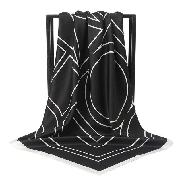 2021 Design Brand Women Square Silk Scarf Chain Print Head Scarfs Female Satin Hijab Scarves Shawl Wrap Lady Headband Foulard