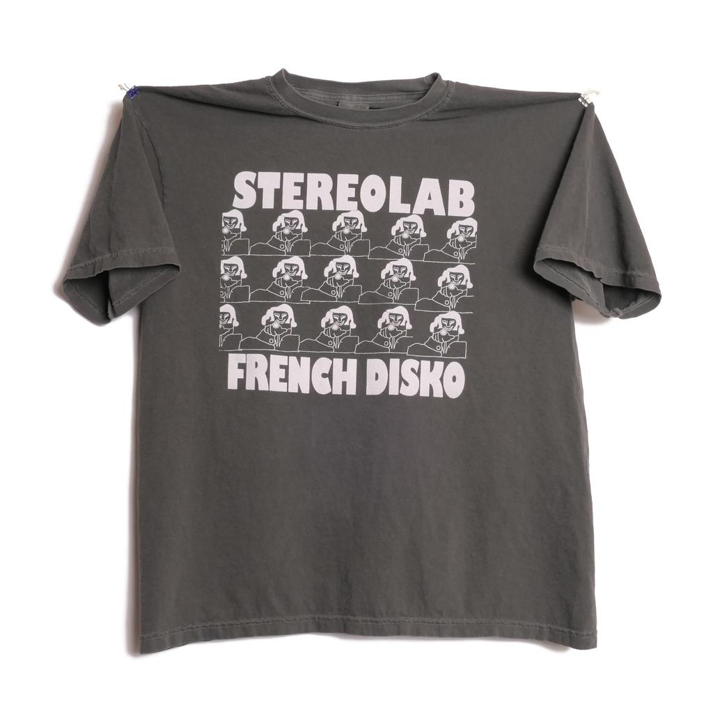 Stereolab Французская футболка Disko Peng Cliff Super 45 Французский Париж Франция Электронное Искусство Музыка Поп Группа Тур Классическая Тяжелая Выцветшая Рубашка - XL