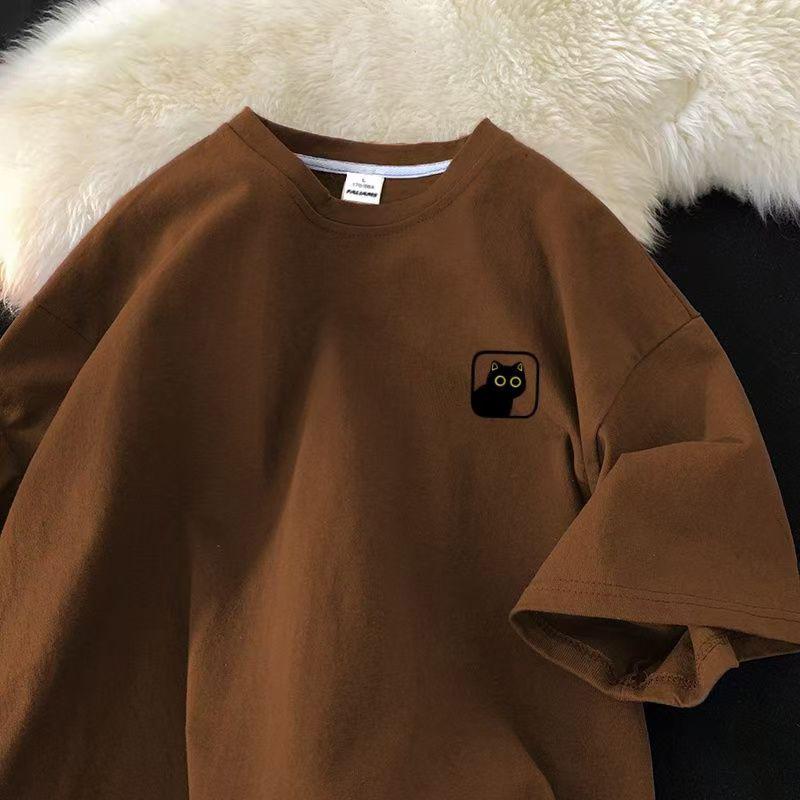 Футболка из хлопка с коротким рукавом, женская, свободная, модная, со средним рукавом, летняя, винтажная футболка