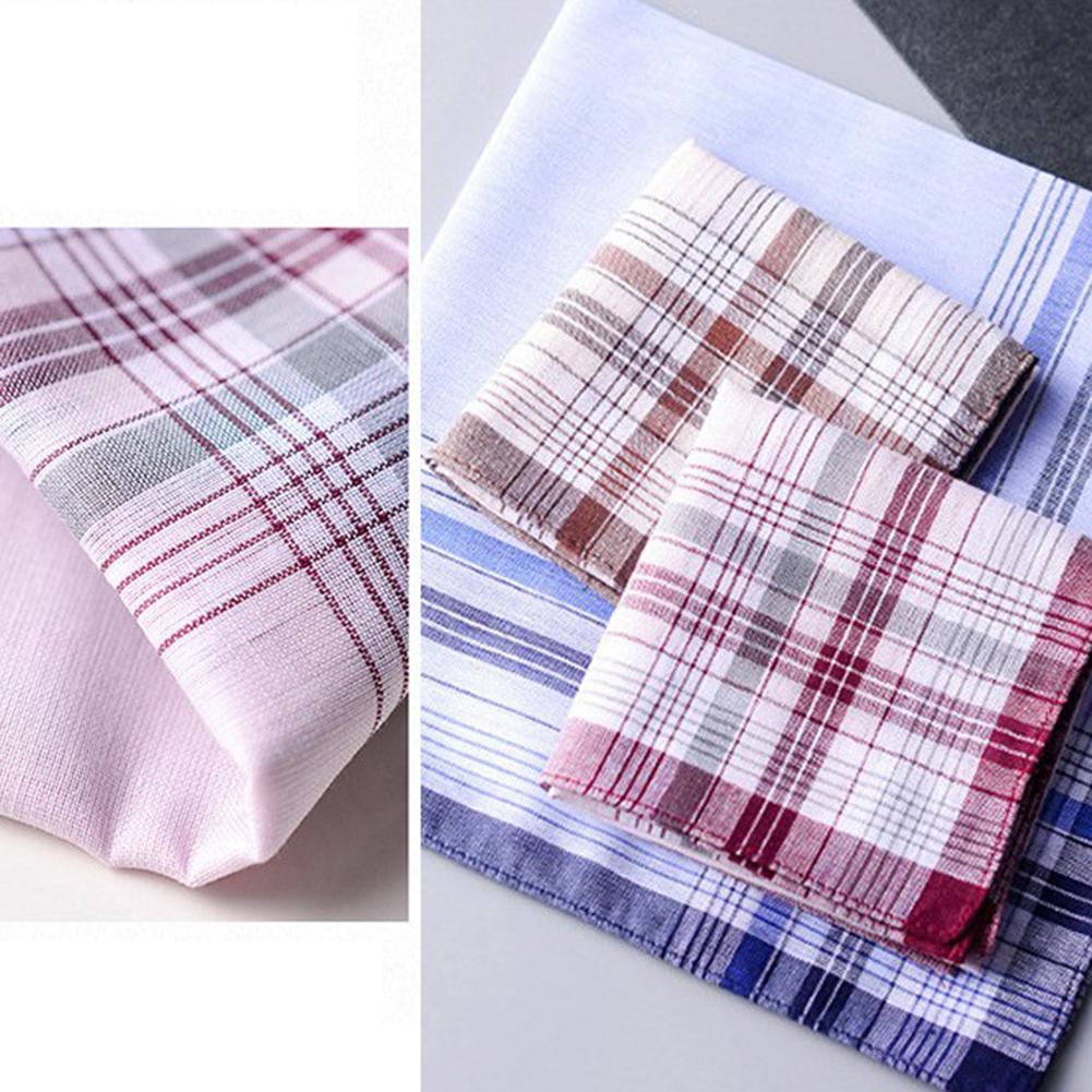 3Pcs/set Fashion Plaid Stripe Pocket Square Handkerchiefs For Old Men Classic Soft Cotton Suit Pocket Square