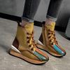 Autumn Winter Women Platform Ankle Boots Fashion Mixed Colors Leather Splicing Short Boots Female Comfortable Chunky Booties