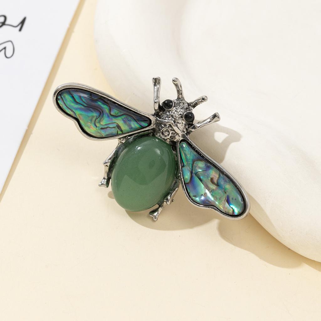 1Pc, Natural Stone Ladybird Shape Brooches, Boho Reiki Healing Crystal Amethyst Malachite Lapis Lazuli Gemstone Brooch Pin for Women Men Jewelry