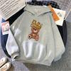 Fashion Cartoon Women's Hoodie Teddy Bear Printed Hoodies Women Streetwear Pullover Harajuku Women Sweatshirt Clothes
