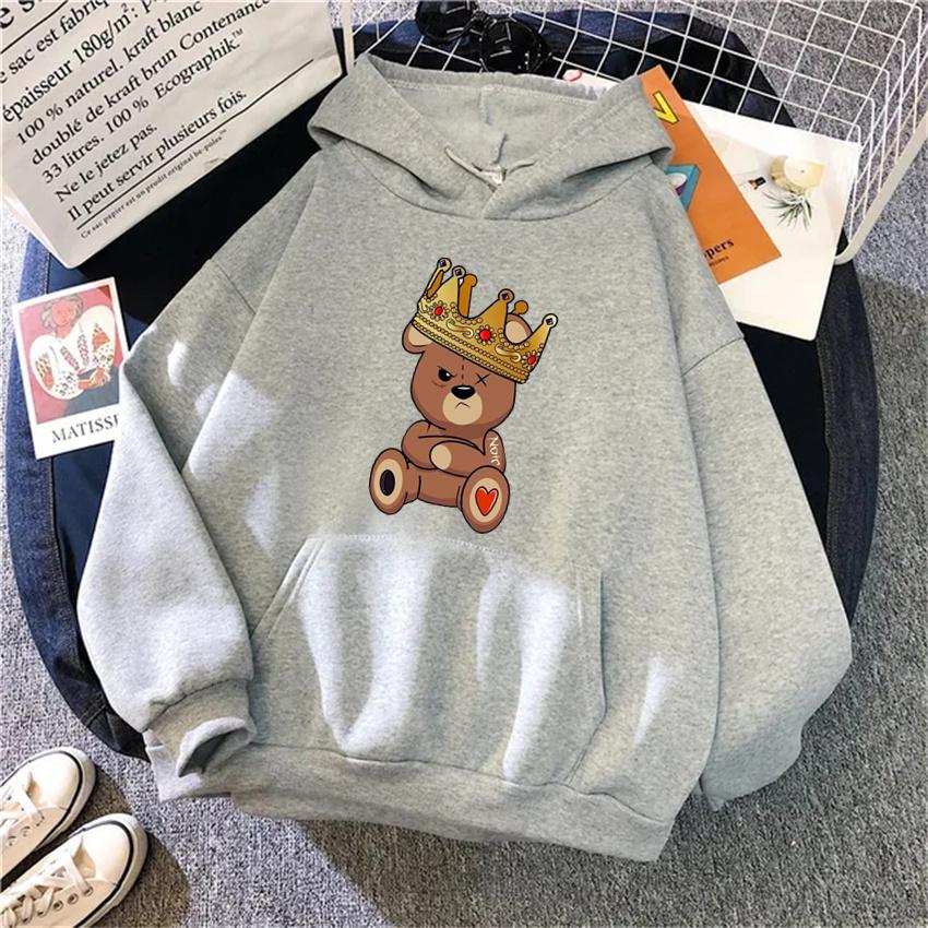 Fashion Cartoon Women's Hoodie Teddy Bear Printed Hoodies Women Streetwear Pullover Harajuku Women Sweatshirt Clothes