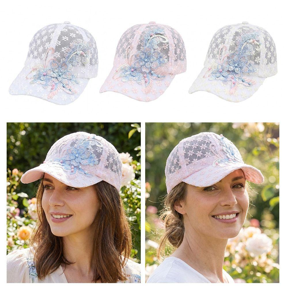 White Pink Hollow Out Baseball Cap Duck Tongue Breathable Baseball Cap Summer