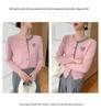 Women's Cashmere Cardigan: Color Block, Round Neck, Sweetheart Embroidery, Loose Fit Sweater.