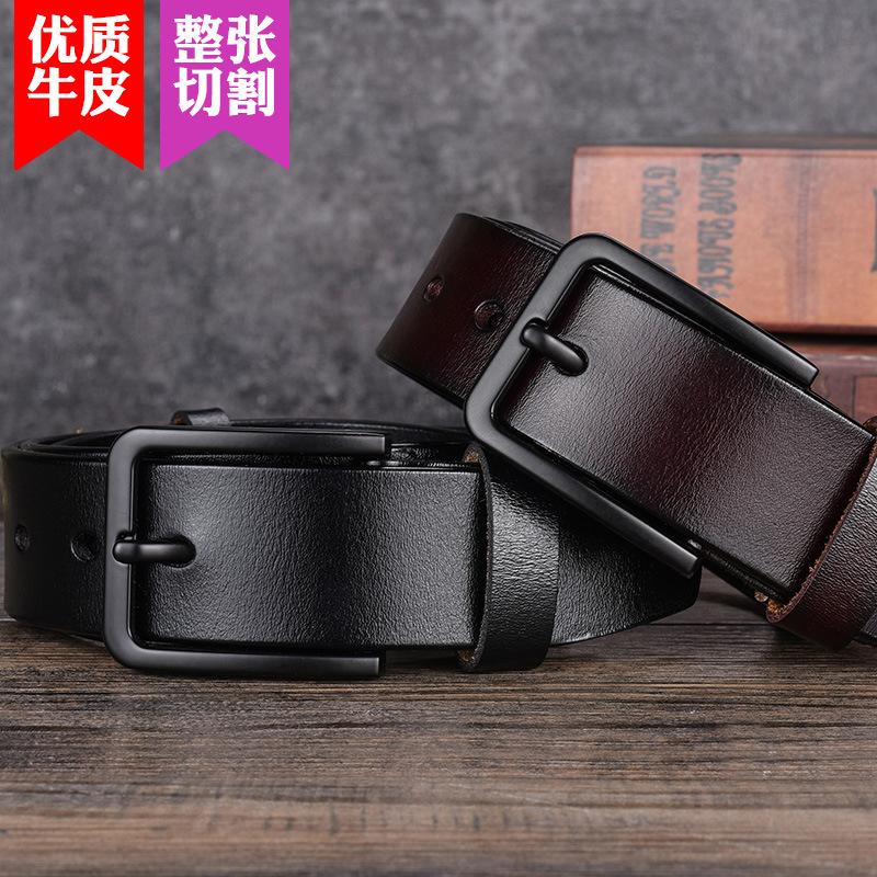Men'S Leather Pin Buckle Belt Cowhide Belt Antique Casual Pants Belt