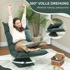 Floor Chair With 5 Position Adjustable Backrest Swivel Modern Upholstered Chair Green