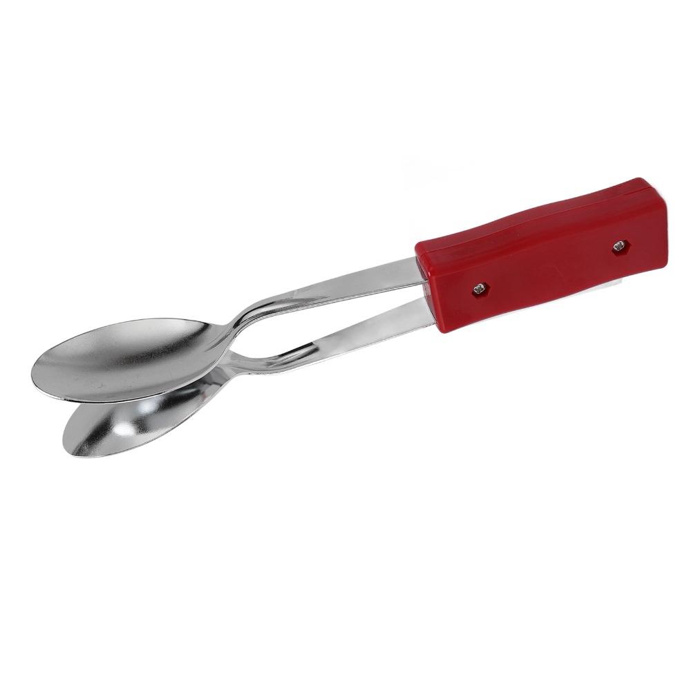 Handle Design Musical Spoons Silver+Red Folk Instrument Folk Music Tool For Music Enthusiasts