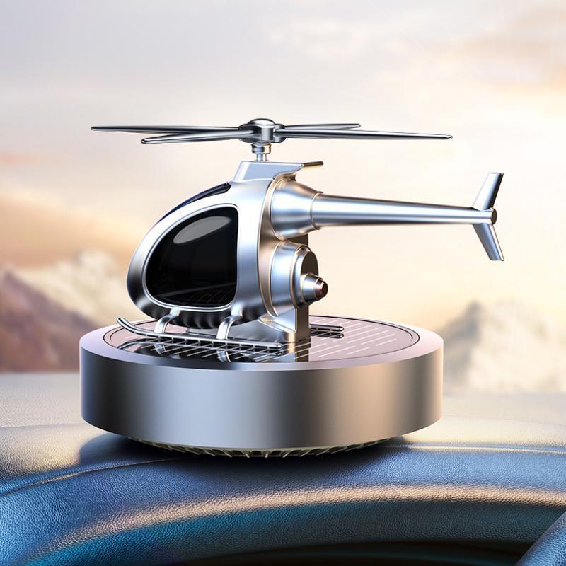 Солнечный автомобильный ароматизатор Вертолет Настольное украшение Металлический самолет Модель самолета Автоматический вращающийся диффузор духов