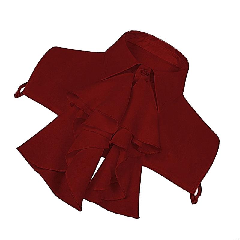 Women Faux Collar Blouse Ruffle Front Jabot Half Shirt Detachable Layering Top Y166