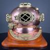 45.72 Cm Diving Helmet Deep Sea Scuba Divers Helmet with Wooden Base Marine Nautical Boston Scuba Diving Helmet Gift Item