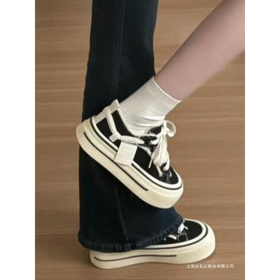 Универсальные парусиновые кеды на платформе, женские, новые, повседневные, модные, студенческие, белые, уродливо-милые, с большой головой, обувь на доске