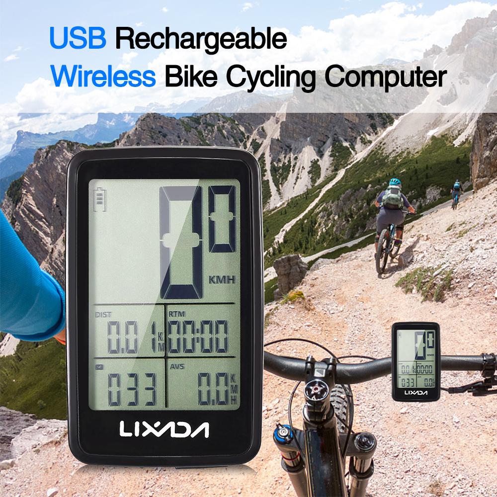 Lixada Беспроводной велокомпьютер с цифровым дисплеем, перезаряжаемый через USB