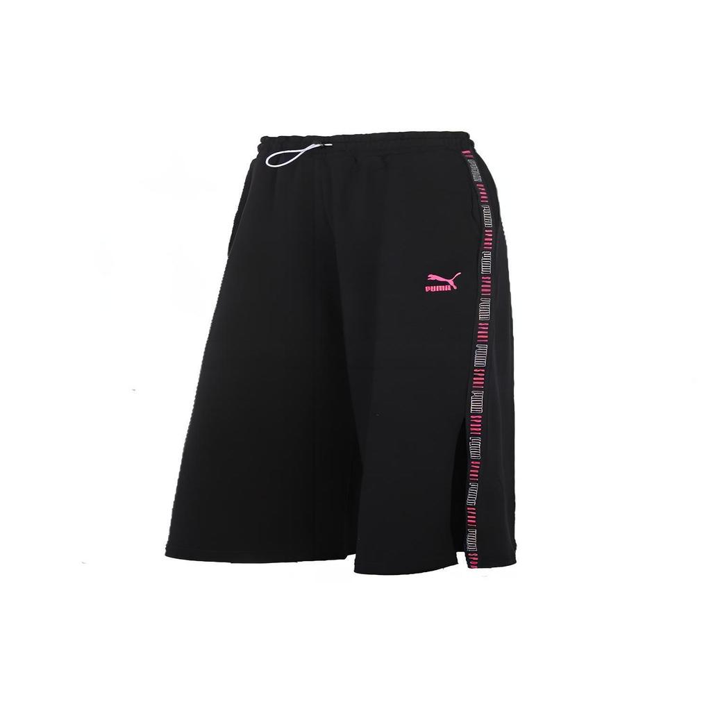 Puma Drawstring Wide Leg Casual Pants Women Bottoms Black 598522-01