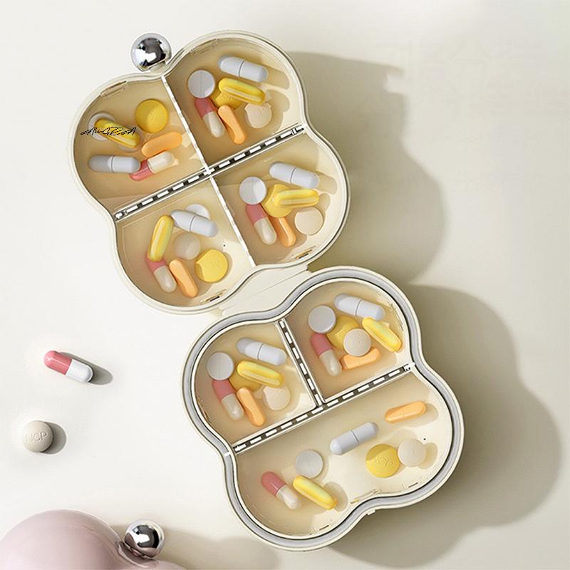 Flower-Shaped 7-Day Portable Pill Organizer Compact Medication Divider Daily Use with Individual Compartments