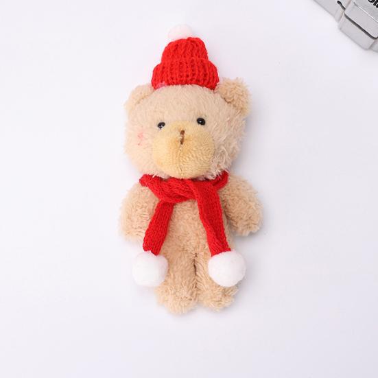Плюшевый медведь Рождественское украшение Маленький мягкий медведь в вязаной шапке и шарфе Милые животные Настольное украшение для рождественских сувениров
