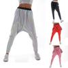 Womens Shiny Metallic Jogger Pants High Waisted Harem Pant Holographic Hip Hop Trousers for Party Disco Nightclub