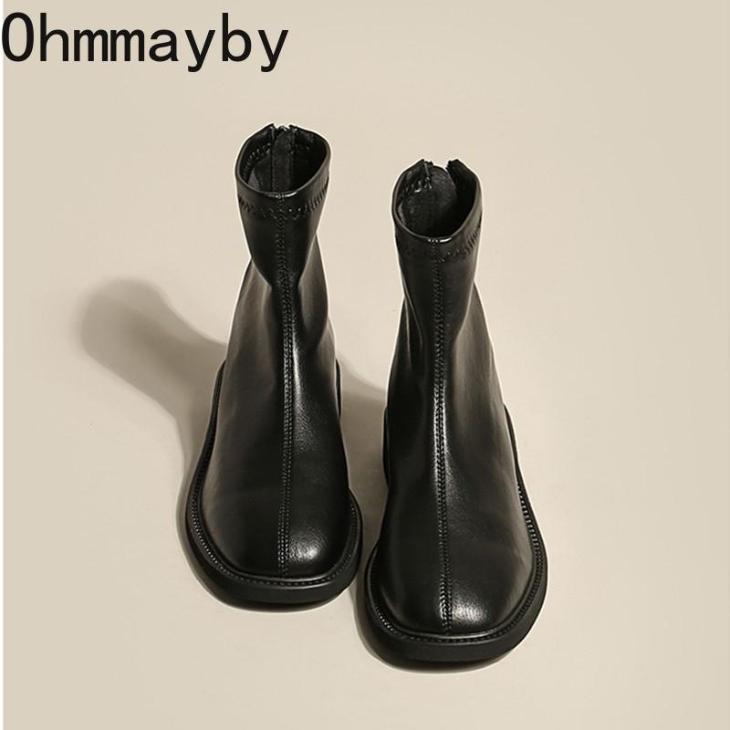 Fashion Autumn Winter Warm Fur Women Ankle Boots Fashion Elegant Soft Leather Shoes Casual Low Heel Women's Short Booties