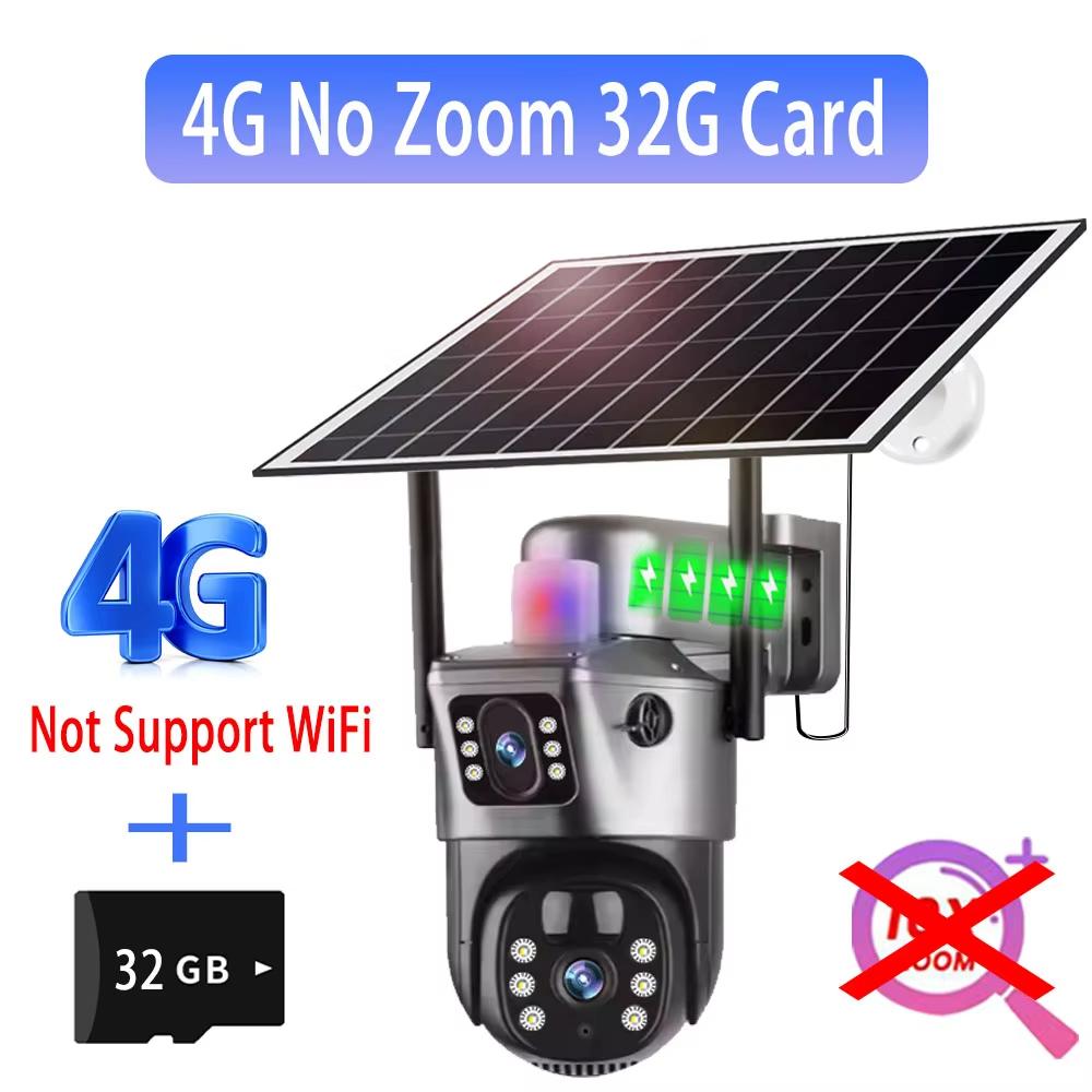 12MP 10XZoom Solar Camera 4G Dual Screen Surveillance Outdoor 6K Three Lens PTZ Auto Tracking 360 CCTV Security Cameras V380 Cam