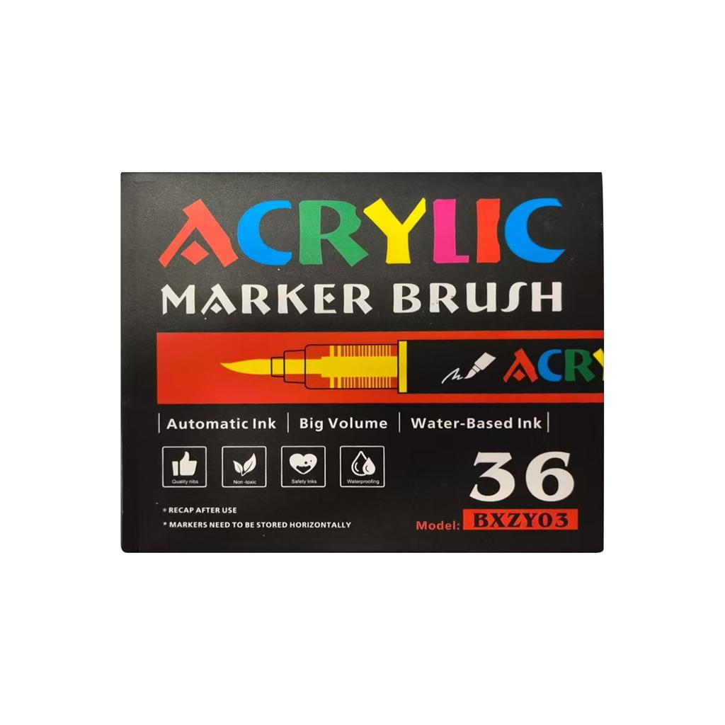 Straight Liquid Acrylic Marker Pen 12/24/36/48/60/80/120 Color Soft Head Student Art DIY Hand-painted Drawing Doodle Pen 10ml