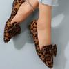 2024 Модная женская обувь с леопардовым принтом, женские туфли на плоской подошве, горячая распродажа, офисные и карьерные туфли с бабочкой, сексуальные туфли с острым носком на плоской подошве на низком каблуке