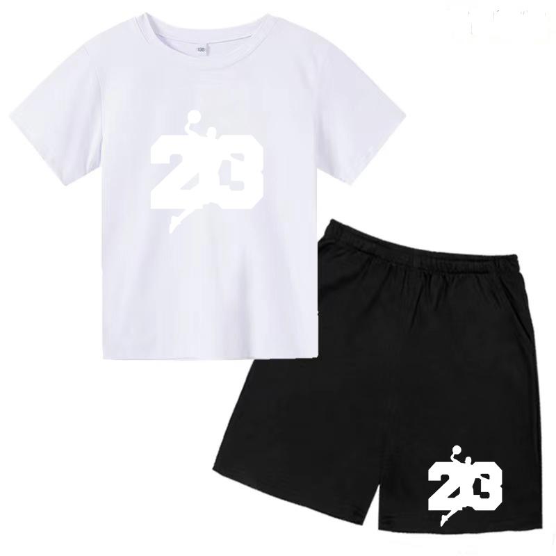 Баскетбольная футболка, тренировочная одежда, летняя детская рубашка + шорты, комплект из 2 предметов для девочек и мальчиков, спортивный повседневный очаровательный топ