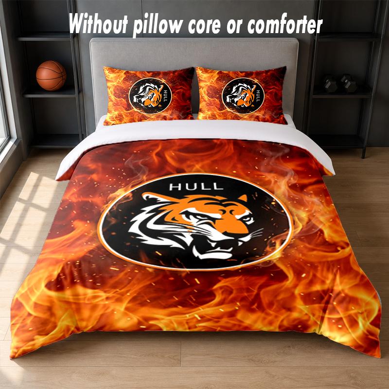 Hull City Football Design Bed Bedding Set 1 Duvet Cover + 2 Pillowcases Soft Breathable Household Bed Linens