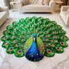 3D Peacock Pattern Plush Rug Non-Slip Backing Easy To Clean Various