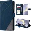 Case - Samsung - Galaxy S24 Plus - Scratch-Resistant - Shockproof - Navy Blue Synthetic Leather