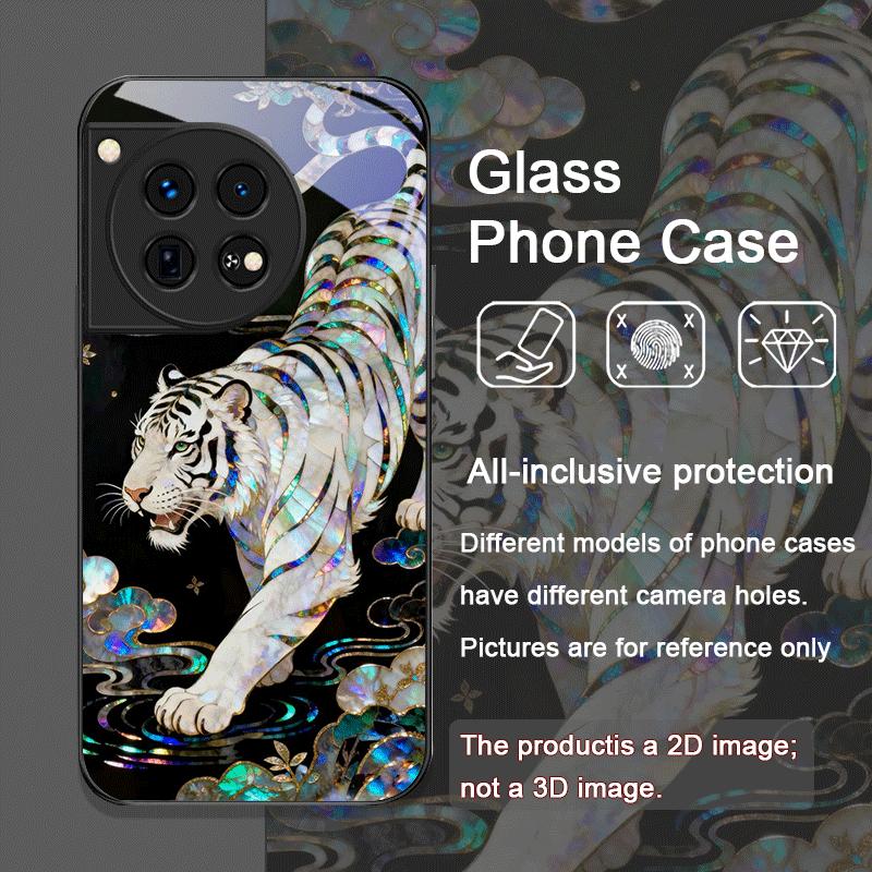 Стильный чехол из закаленного стекла с принтом под мрамор с рисунком тигра и дракона для OnePlus 13R 12 11 ACE2 3 Pro Nord 2T 4 CE3 Lite