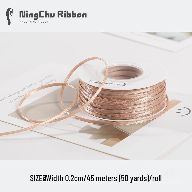 Двусторонняя атласная лента 2 мм для закладки, свадебных бантов и подарочной упаковки