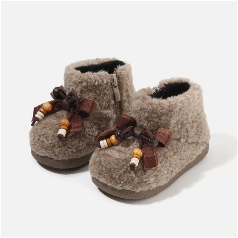 Winter Baby Boots Warm Plush Butterfly-knot Girls Princess Shoes Kids Ankle Boots Toddler Baby Shoes EU 16-26