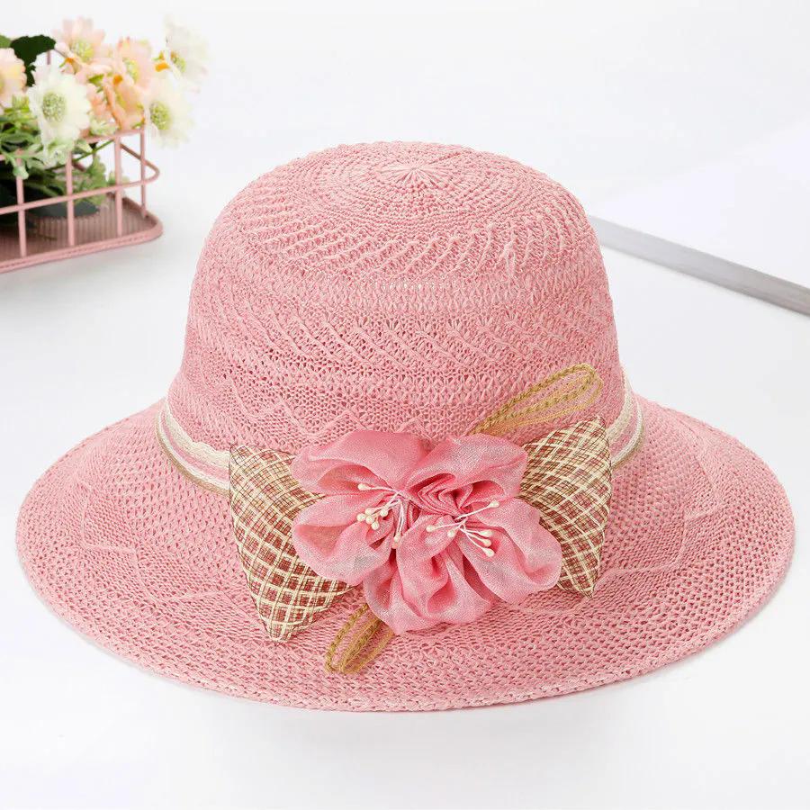 WTEMPO Элегантные цветочные сетчатые лоскутные шляпы от солнца женские однотонные повседневные широкополые шляпы для отдыха и путешествий летние шляпы
