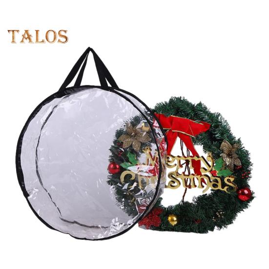 Сумка для хранения рождественских венков с ручкой, застежкой-молнией, большой вместимости, прозрачные гирлянды, мини-деревья, пылезащитный органайзер
