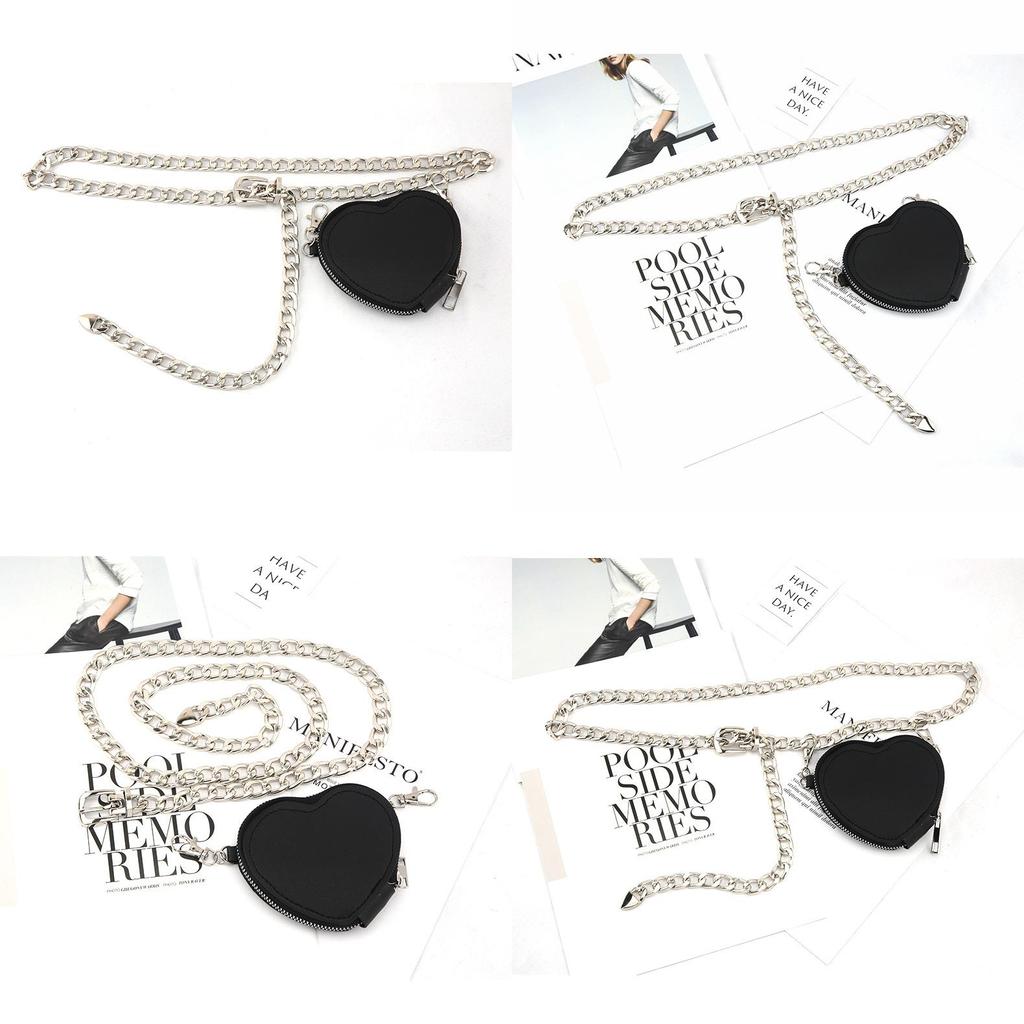 Fashion Metal Women Waist Chain With Detachable Heart Shaped Bag Pendant For Outdoor Wear