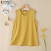 ZANZEA Женские повседневные однотонные топы без рукавов с круглым вырезом
