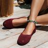 Fashion Women Round Toe Flat Shoes Solid Color Knitted Slip on Shoes Casual Breathable Ballet Flats Women Mesh Loafer Zapatos Para Mujer