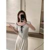 Pure and Sexy Girls Age-reducing Bow Contrast Short-sleeved Knitted T-shirt for Women In Summer New Slim Short Top