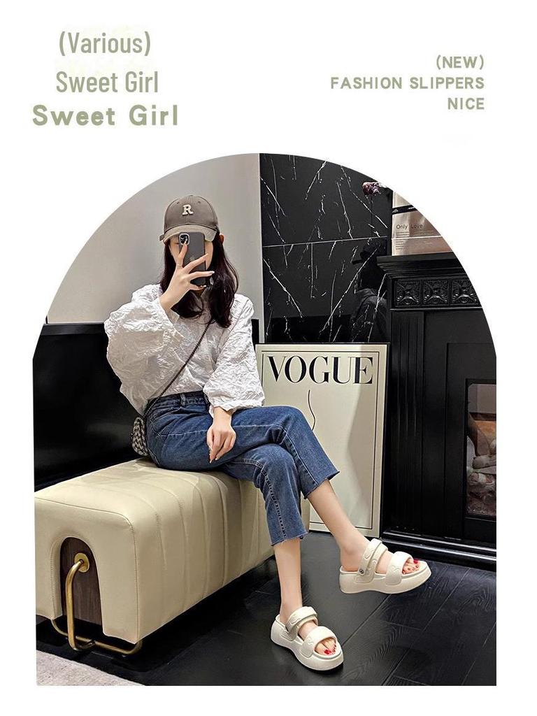 Женские шлепанцы EVA на толстой подошве — нескользящие, с мягкой подошвой, с двойными ремешками, пляжные сандалии