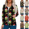 Women Long Sleeve Pattern Pocket Working Stand-up Collar Single-breasted Protective Overalls Cardigan Jacket Top