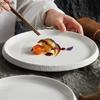 Stone Edge Main Dish Plate Pasta Steak Plate Dessert Sushi Dish Round Specialty Tableware Ceramic Dining Plate Kitchen Supplies