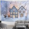 Christmas Tapestry Wall Hanging Winter Night Snowflake Elk Santa Claus Hanging Fireplace Blanket Gift Home Wall Decorations