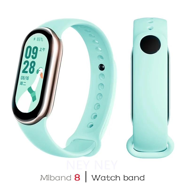 Спортивный ремешок для Xiaomi Mi band 8-9 NFC, сменный ремешок miband8, силиконовый браслет, умный браслет 8, водонепроницаемые ремешки для часов, аксессуары